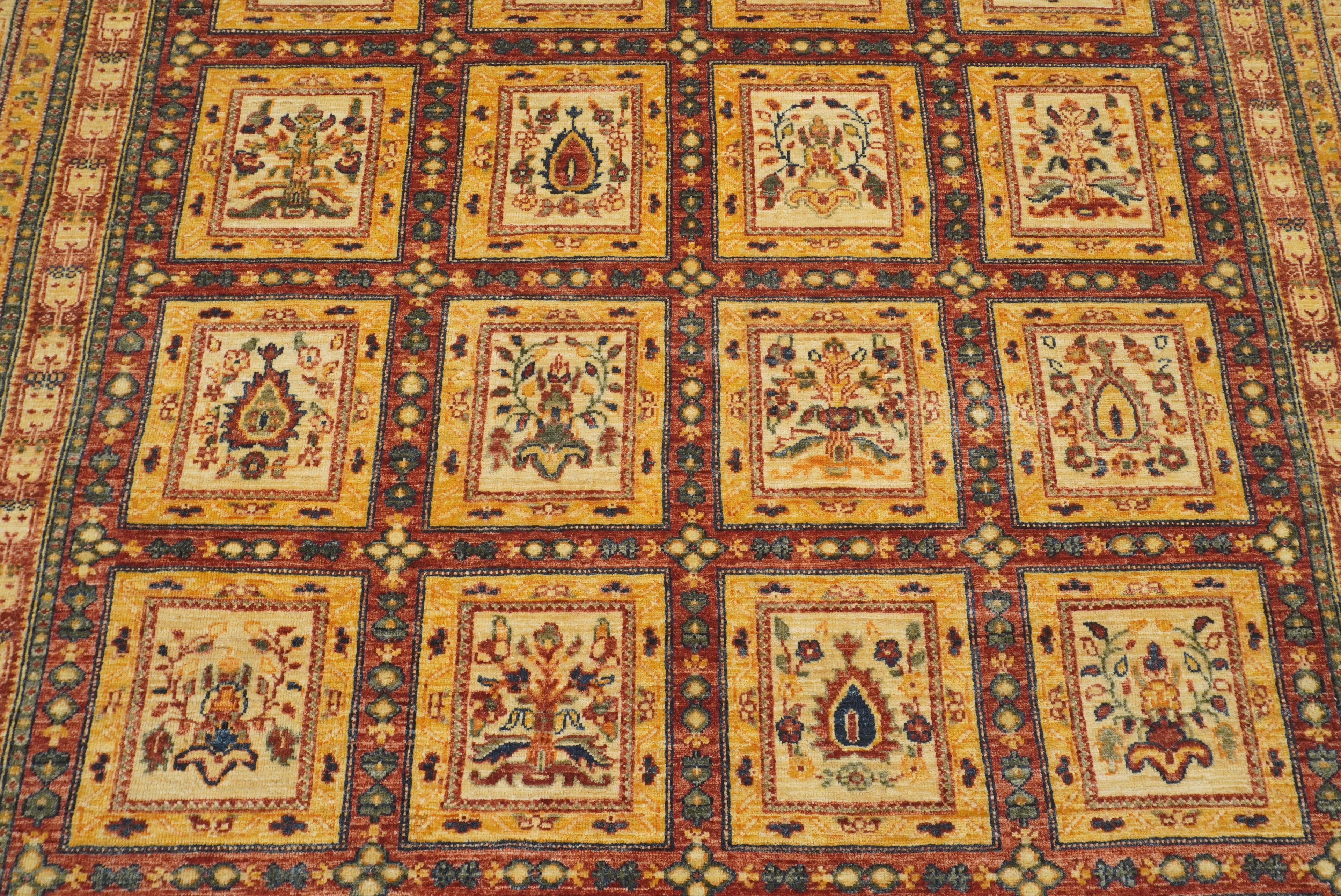 7x8 Beige Bakhtiar Afghan Hand-Knotted Oriental Rug - Yildiz Rugs