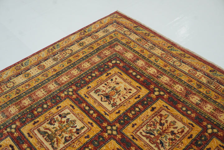 7x8 Beige Bakhtiar Afghan Hand-Knotted Oriental Rug - Yildiz Rugs