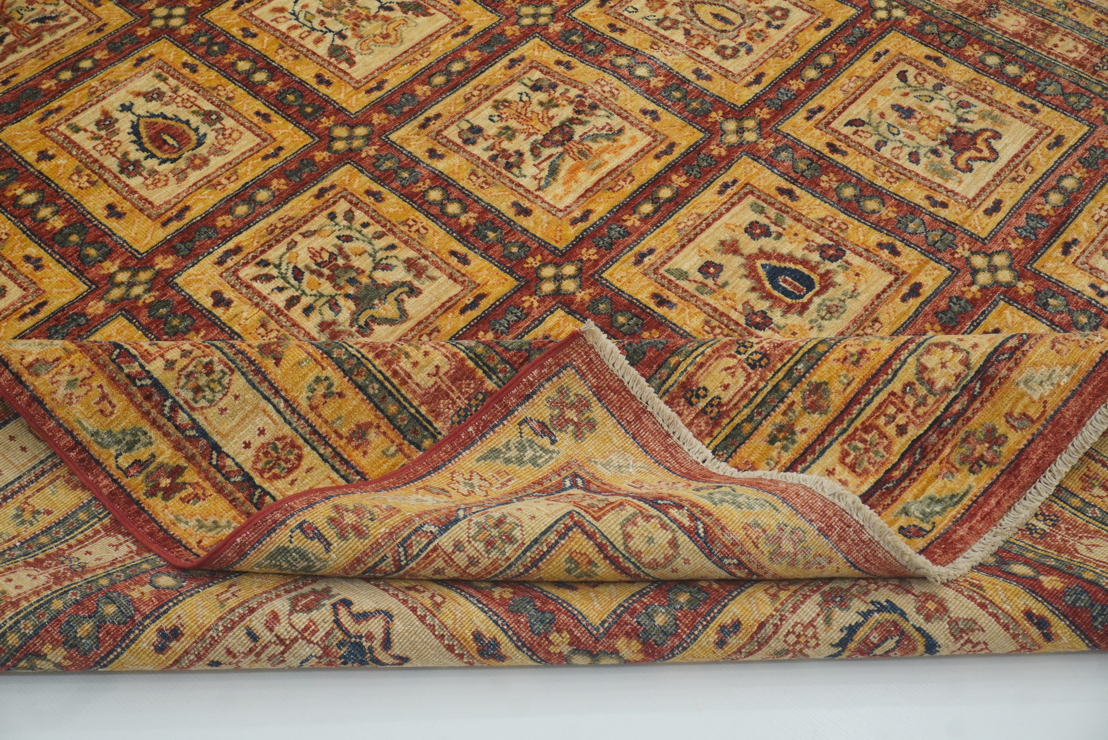 7x8 Beige Bakhtiar Afghan Hand-Knotted Oriental Rug - Yildiz Rugs