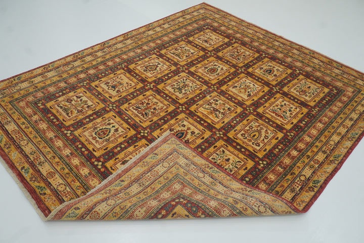 7x8 Beige Bakhtiar Afghan Hand-Knotted Oriental Rug - Yildiz Rugs