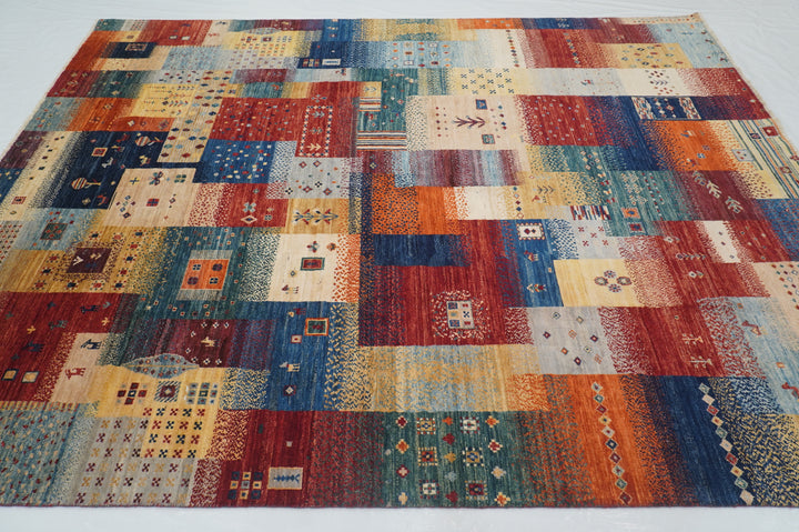 7'4"x 9'8" Nomadic Gabbeh Multicolor Persian Village Field Rug - Yildiz Rugs