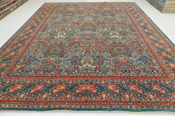 12x14 Green Turkish Hereke Hand knotted Oriental Rug - Yildiz Rugs