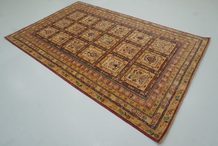 5'9"x8'7" Beige Bakhtiar Afghan Hand-Knotted Oriental Rug - Yildiz Rugs