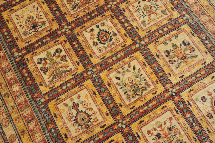 5'9"x8'7" Beige Bakhtiar Afghan Hand-Knotted Oriental Rug - Yildiz Rugs