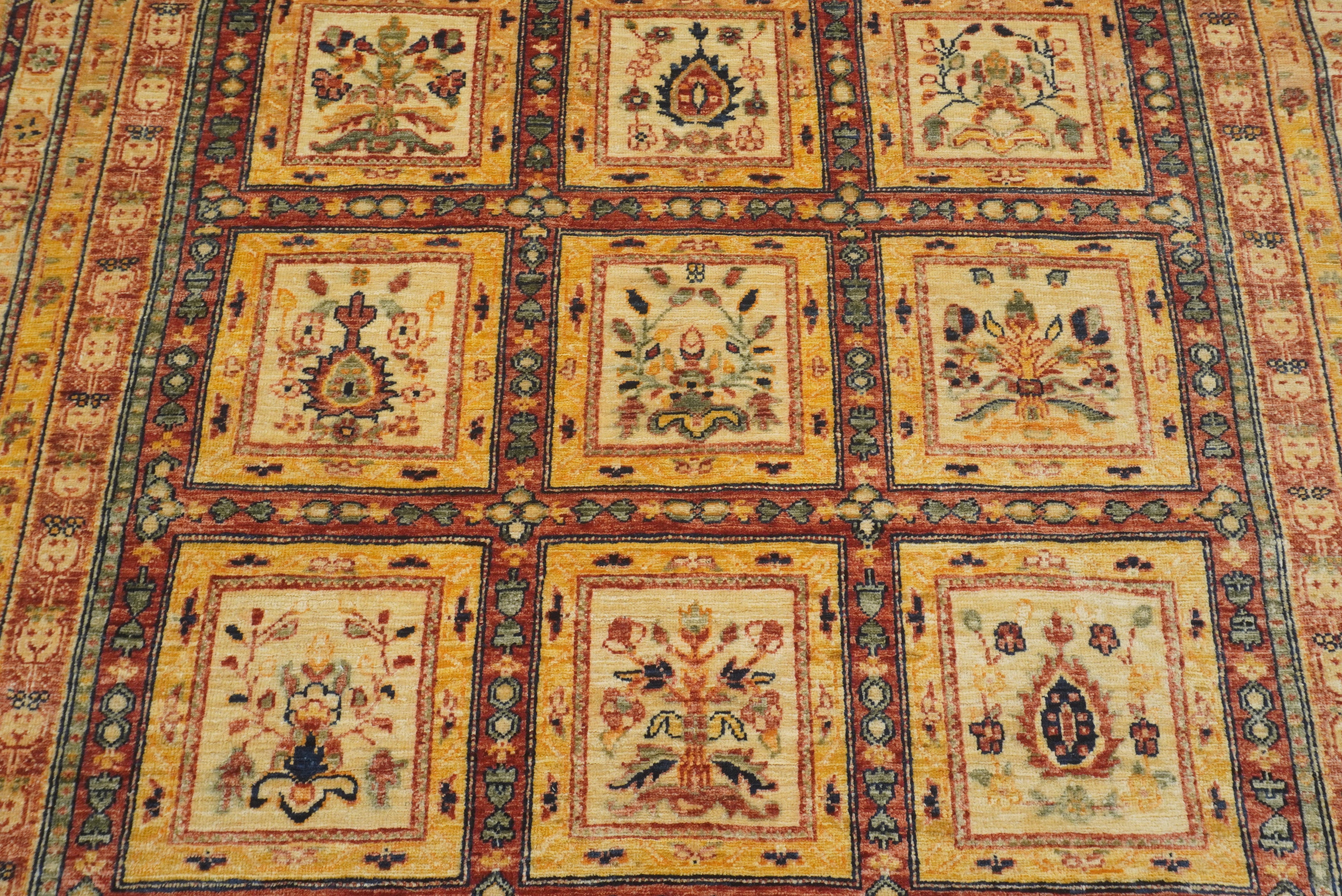 5'9"x8'7" Beige Bakhtiar Afghan Hand-Knotted Oriental Rug - Yildiz Rugs
