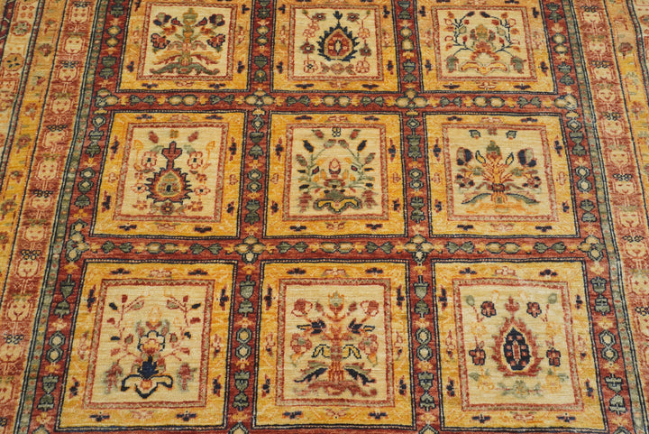 5'9"x8'7" Beige Bakhtiar Afghan Hand-Knotted Oriental Rug - Yildiz Rugs