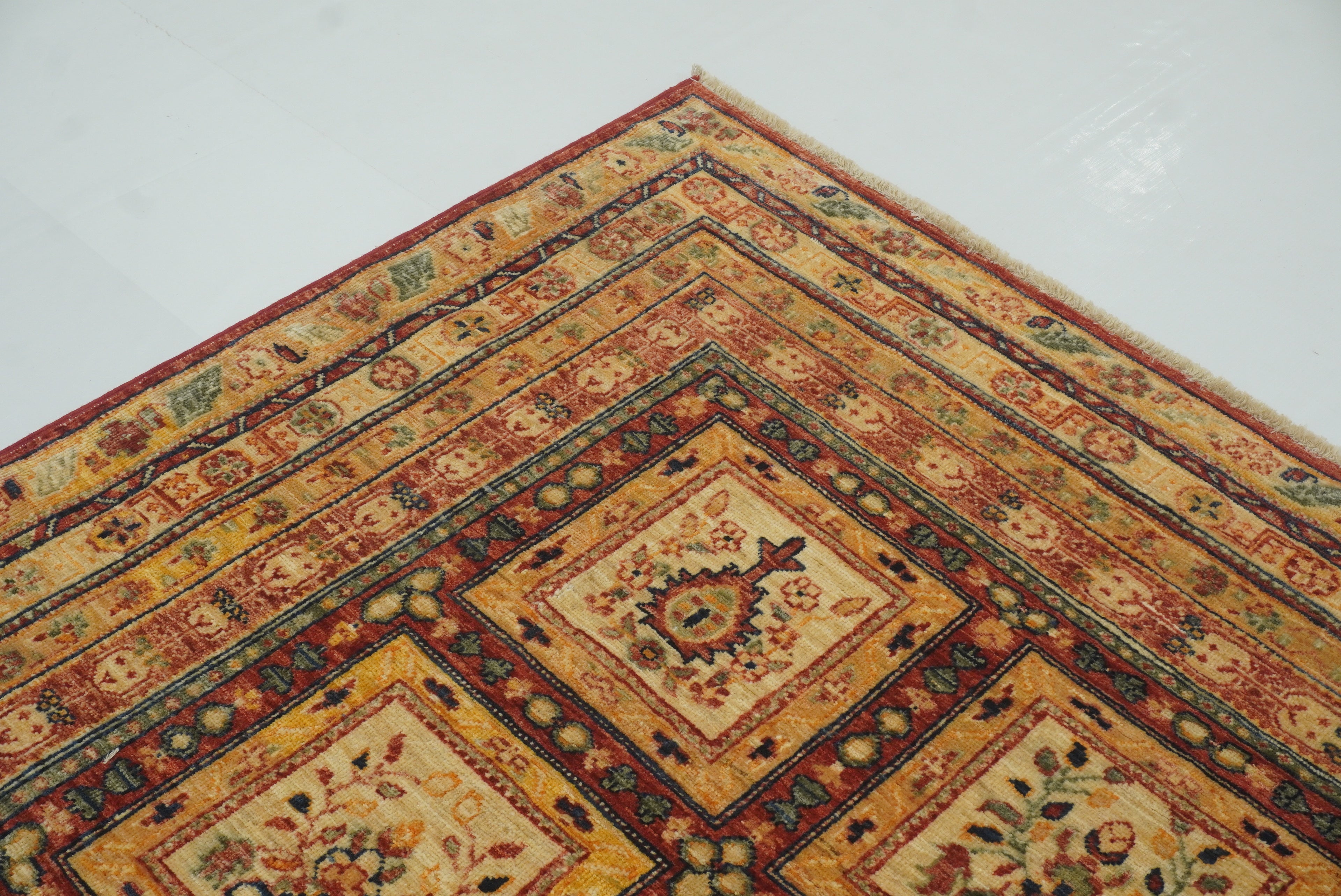 5'9"x8'7" Beige Bakhtiar Afghan Hand-Knotted Oriental Rug - Yildiz Rugs