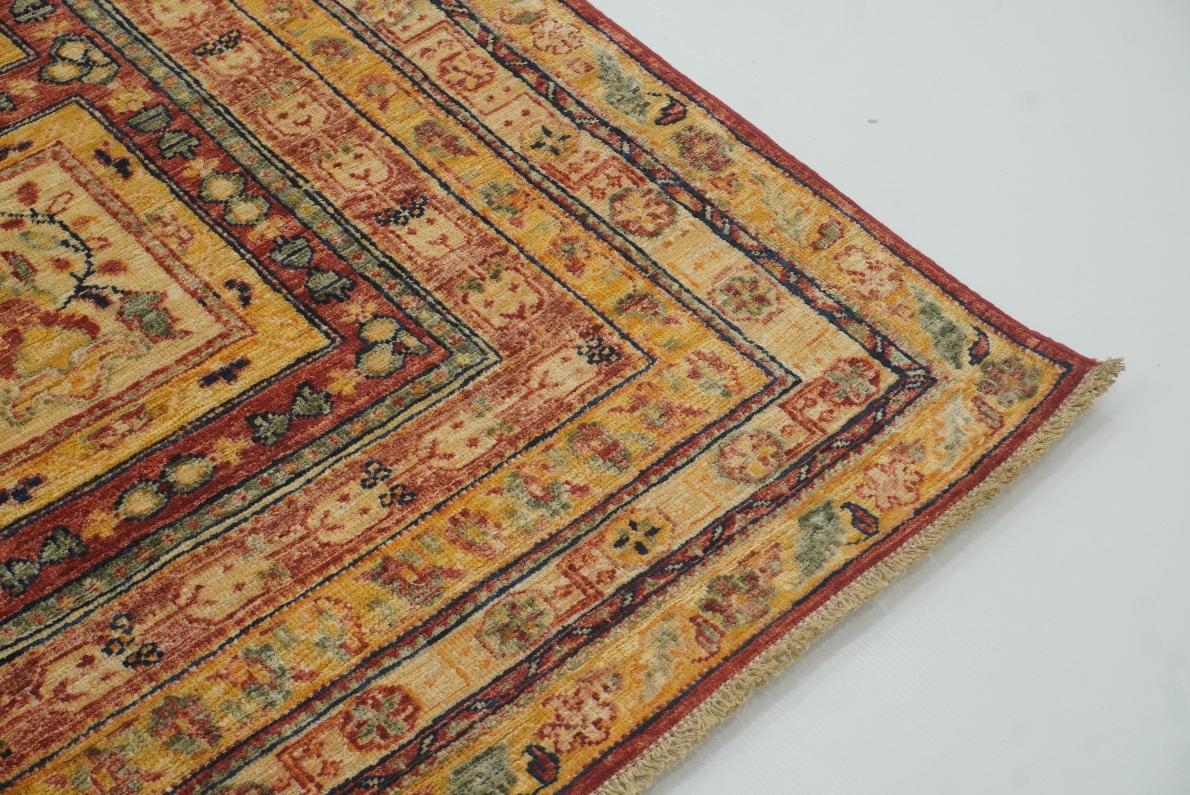 5'9"x8'7" Beige Bakhtiar Afghan Hand-Knotted Oriental Rug - Yildiz Rugs