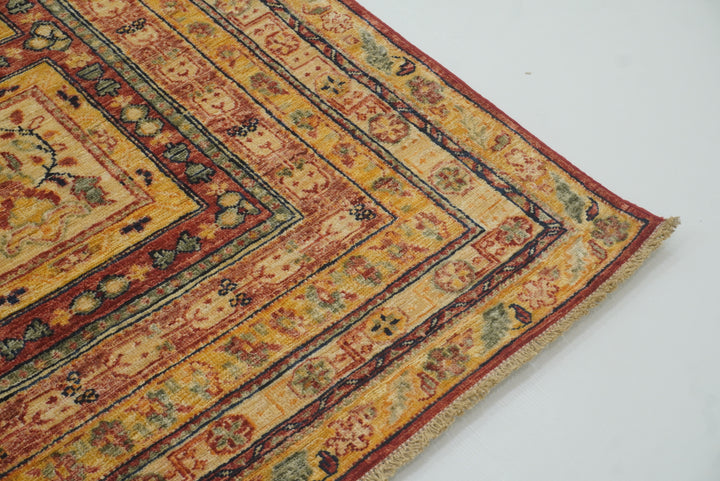 5'9"x8'7" Beige Bakhtiar Afghan Hand-Knotted Oriental Rug - Yildiz Rugs
