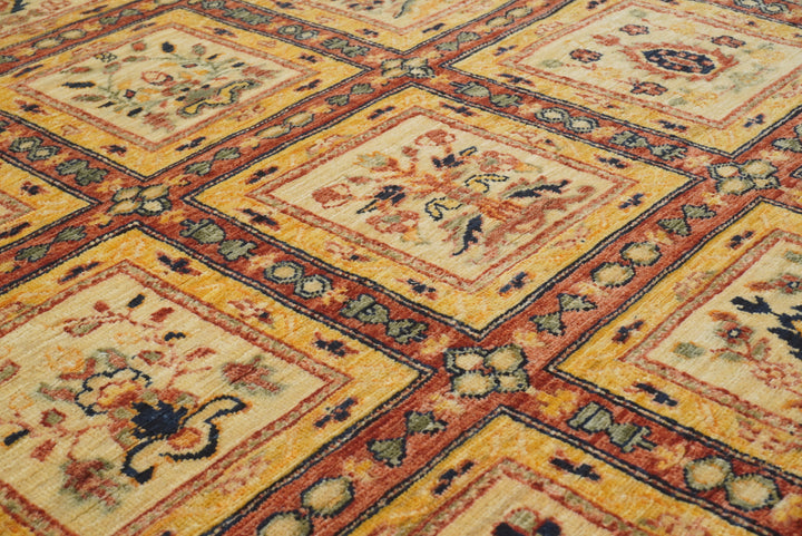 5'9"x8'7" Beige Bakhtiar Afghan Hand-Knotted Oriental Rug - Yildiz Rugs