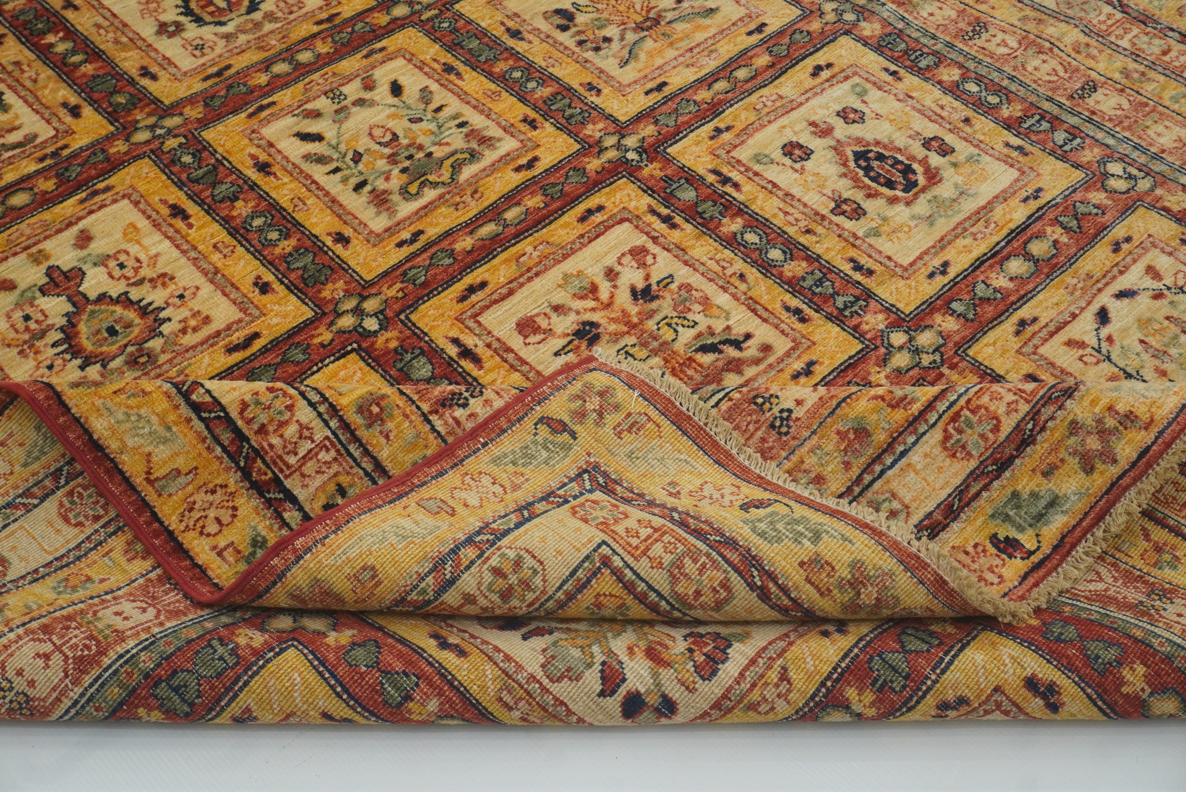5'9"x8'7" Beige Bakhtiar Afghan Hand-Knotted Oriental Rug - Yildiz Rugs