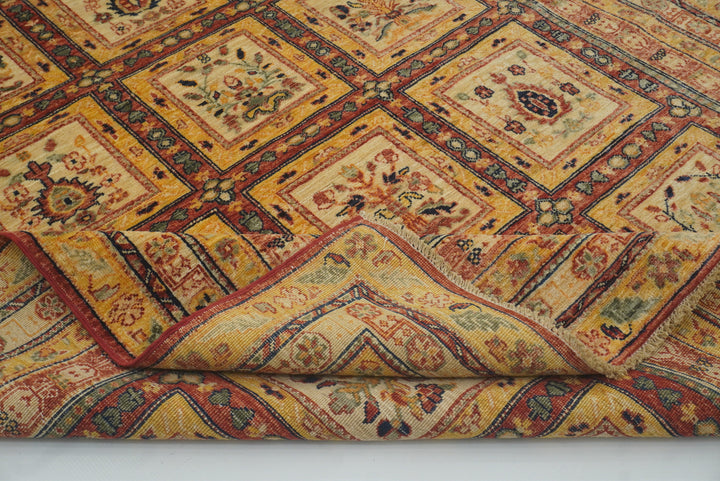 5'9"x8'7" Beige Bakhtiar Afghan Hand-Knotted Oriental Rug - Yildiz Rugs