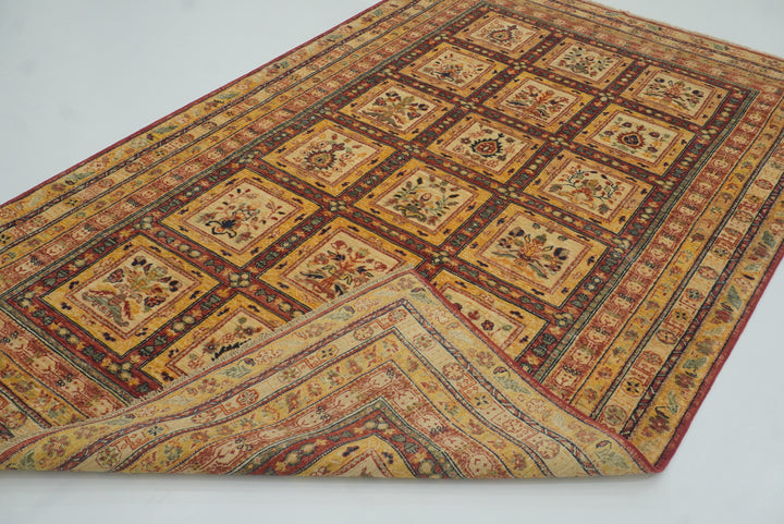 5'9"x8'7" Beige Bakhtiar Afghan Hand-Knotted Oriental Rug - Yildiz Rugs