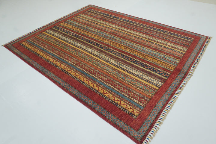 7x8 Red Turkish Style Hand-Knotted Wool Rug - Yildiz Rugs