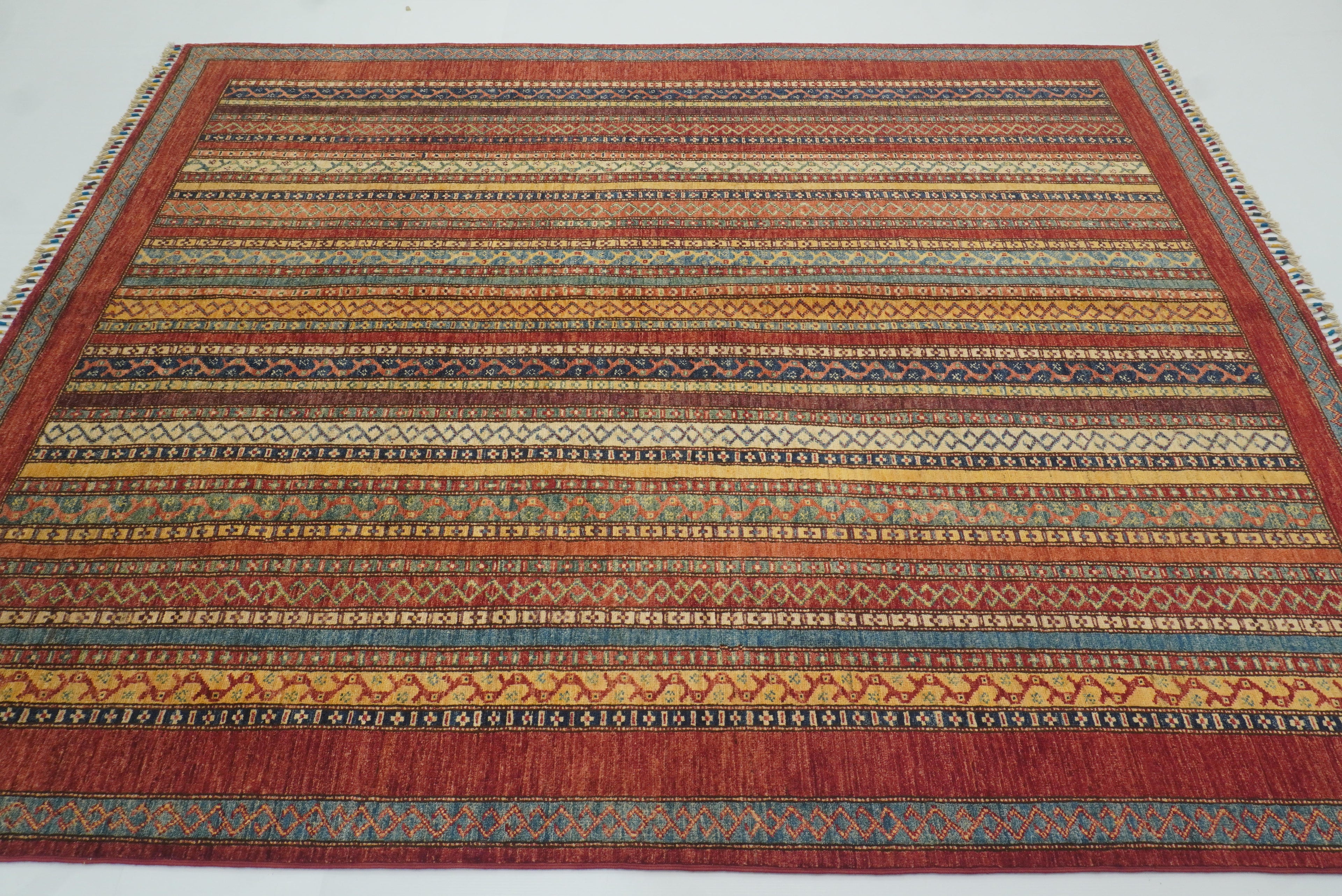 7x8 Red Turkish Style Hand-Knotted Wool Rug - Yildiz Rugs