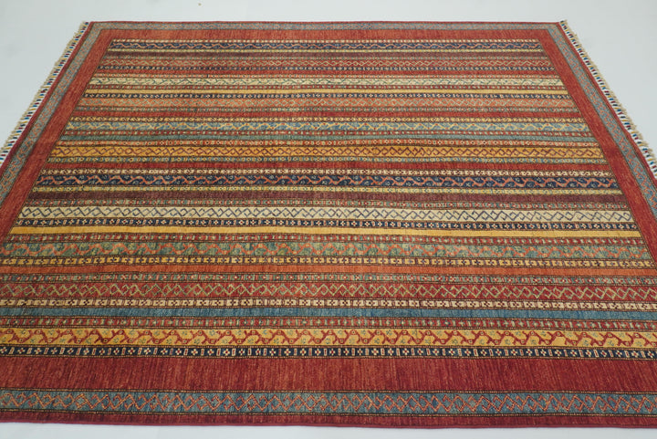 7x8 Red Turkish Style Hand-Knotted Wool Rug - Yildiz Rugs