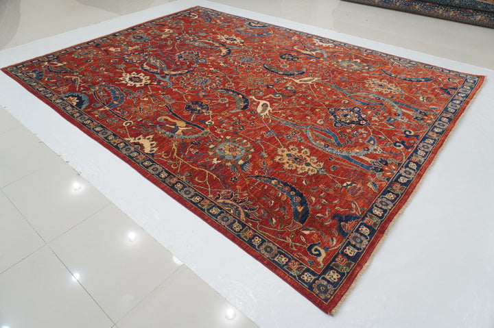 9x12 Red Bird Afghan Qashqai Hand knotted Oriental Rug - Yildiz Rugs