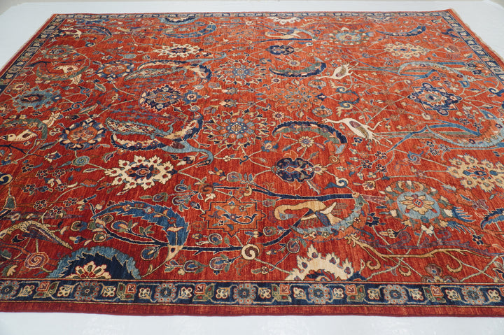 9x12 Red Bird Afghan Qashqai Hand knotted Oriental Rug - Yildiz Rugs