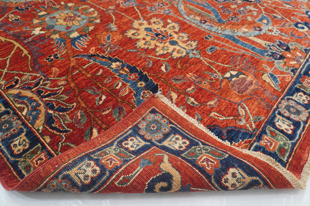 9x12 Red Bird Afghan Qashqai Hand knotted Oriental Rug - Yildiz Rugs