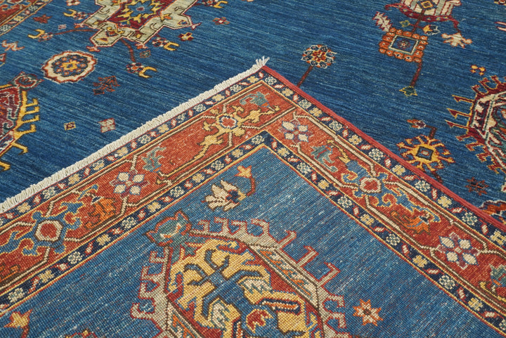 5x8 Denim Blue Karaja Afghan Hand-Knotted Oriental Rug - Yildiz Rugs