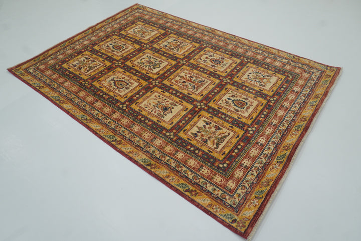 5x7 Beige Bakhtiar Afghan Hand-Knotted Oriental Rug - Yildiz Rugs
