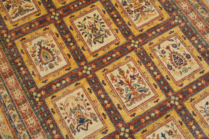 5x7 Beige Bakhtiar Afghan Hand-Knotted Oriental Rug - Yildiz Rugs
