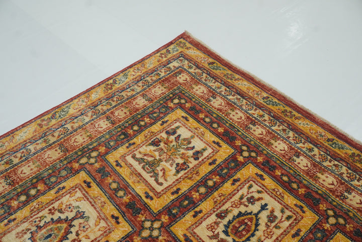 5x7 Beige Bakhtiar Afghan Hand-Knotted Oriental Rug - Yildiz Rugs