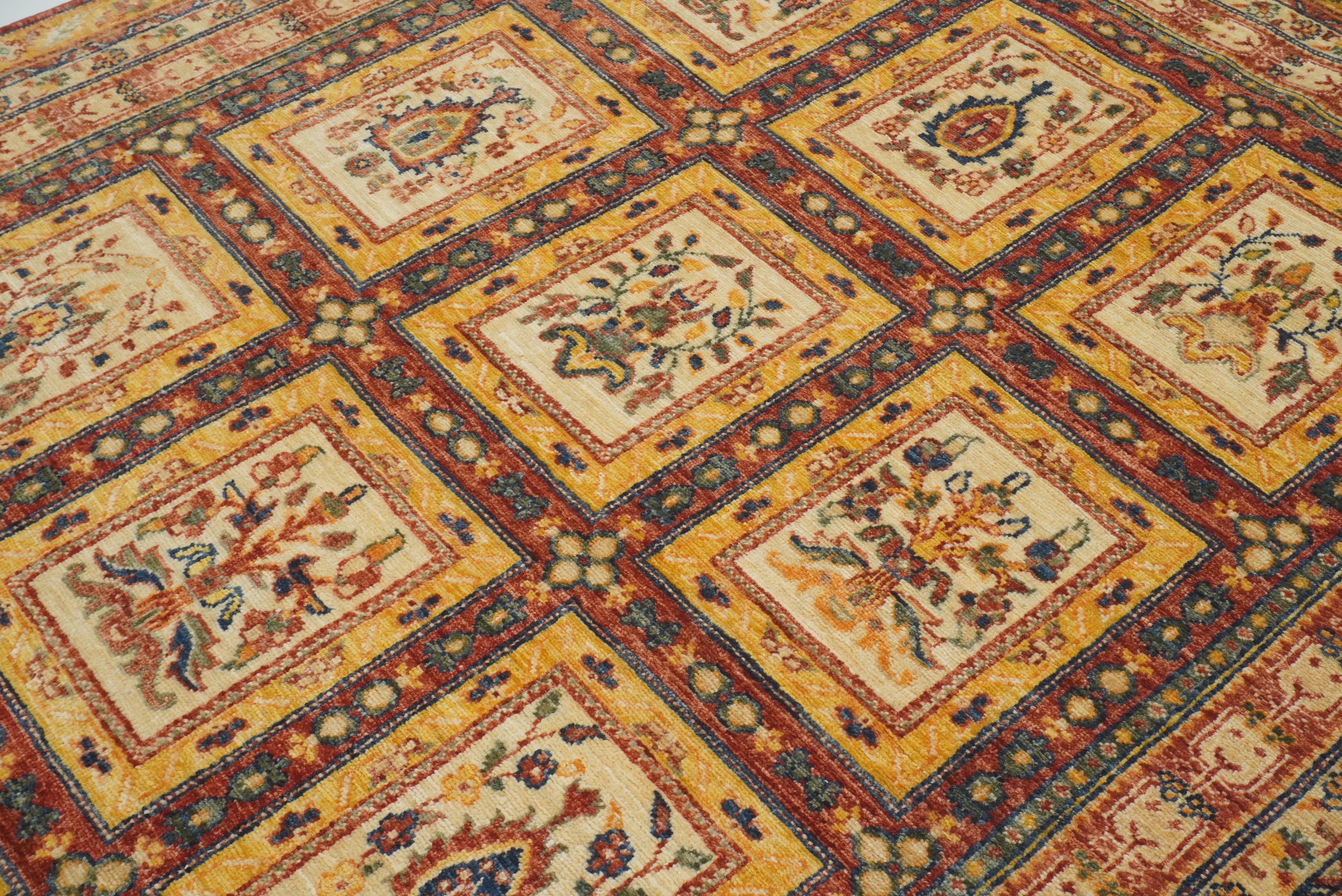 5x7 Beige Bakhtiar Afghan Hand-Knotted Oriental Rug - Yildiz Rugs
