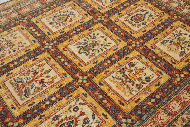 5x7 Beige Bakhtiar Afghan Hand-Knotted Oriental Rug - Yildiz Rugs