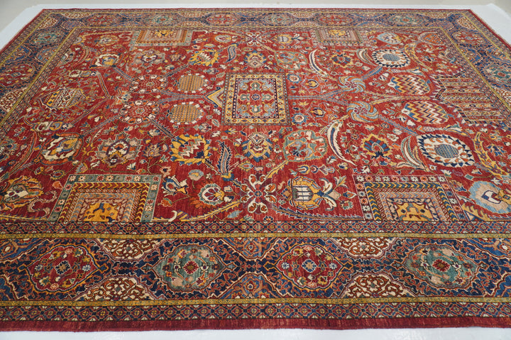 10x14 Red Mughal Afghan Hand Knotted Oriental Rug - Yildiz Rugs