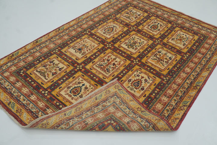 5x7 Beige Bakhtiar Afghan Hand-Knotted Oriental Rug - Yildiz Rugs
