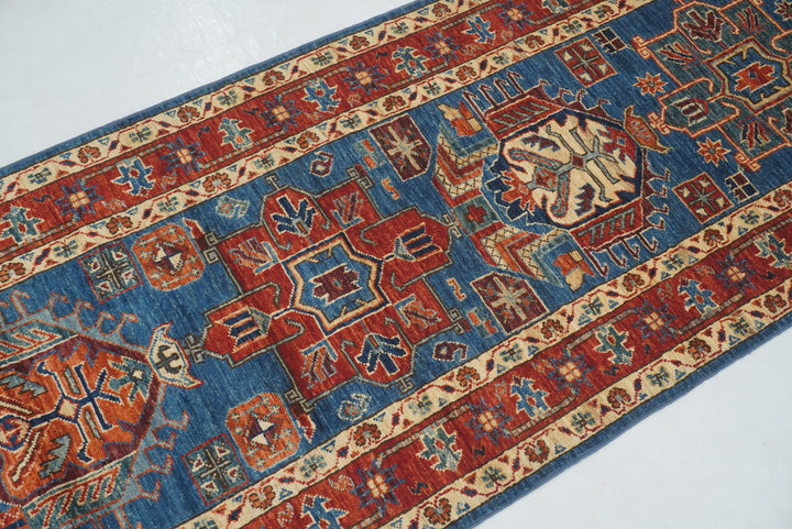 3x20 ft Blue Karaja Traditional Afghan Hand knotted Long Runner Rug