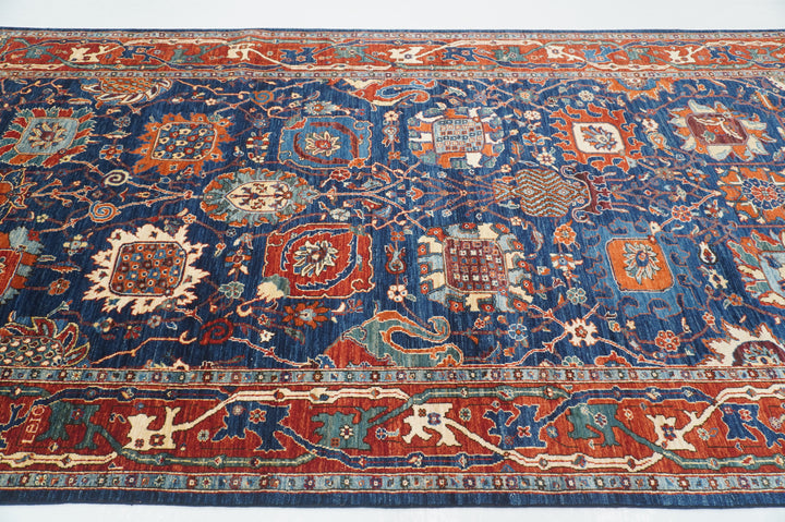 6x12 Navy Blue Bidjar Afghan Hand Knotted Extra Wide Runner Rug - Yildiz Rugs