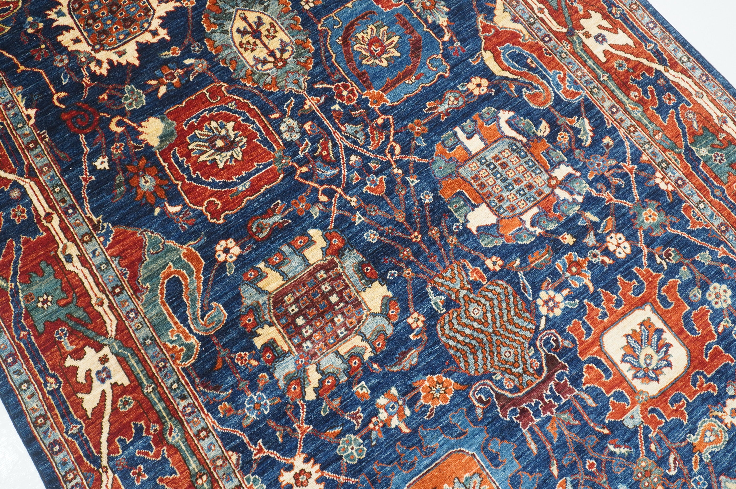 6x12 Navy Blue Bidjar Afghan Hand Knotted Extra Wide Runner Rug - Yildiz Rugs