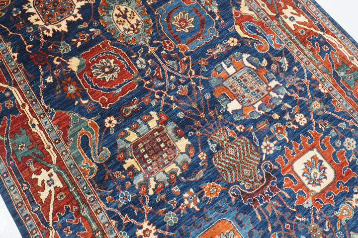 6x12 Navy Blue Bidjar Afghan Hand Knotted Extra Wide Runner Rug - Yildiz Rugs