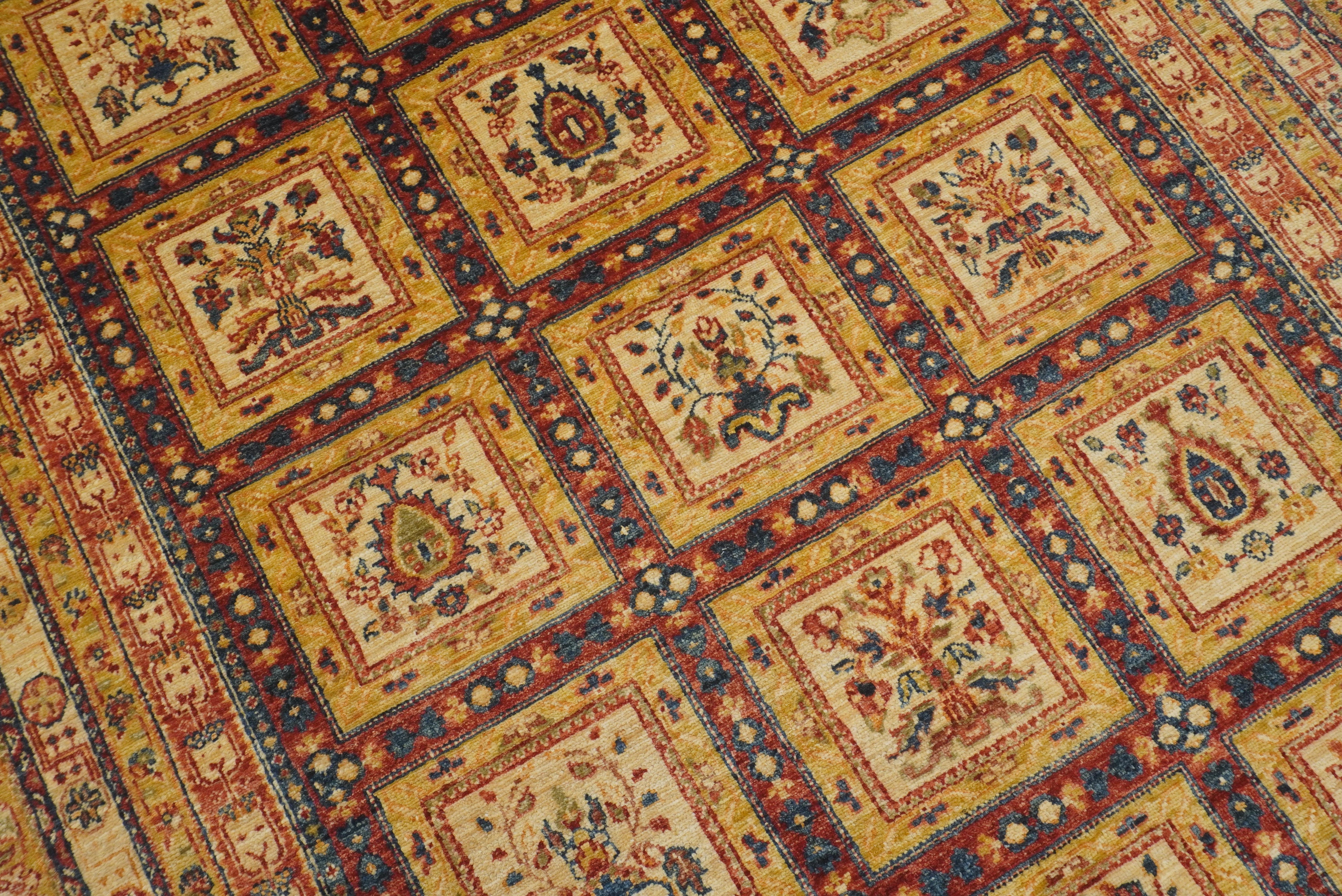 6x8 Red Beige Vintage Bakhtiar Afghan Hand knotted Rug - Yildiz Rugs