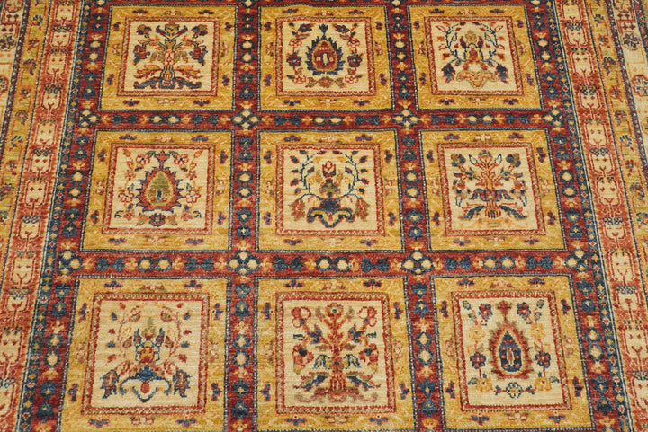 6x8 Red Beige Vintage Bakhtiar Afghan Hand knotted Rug - Yildiz Rugs