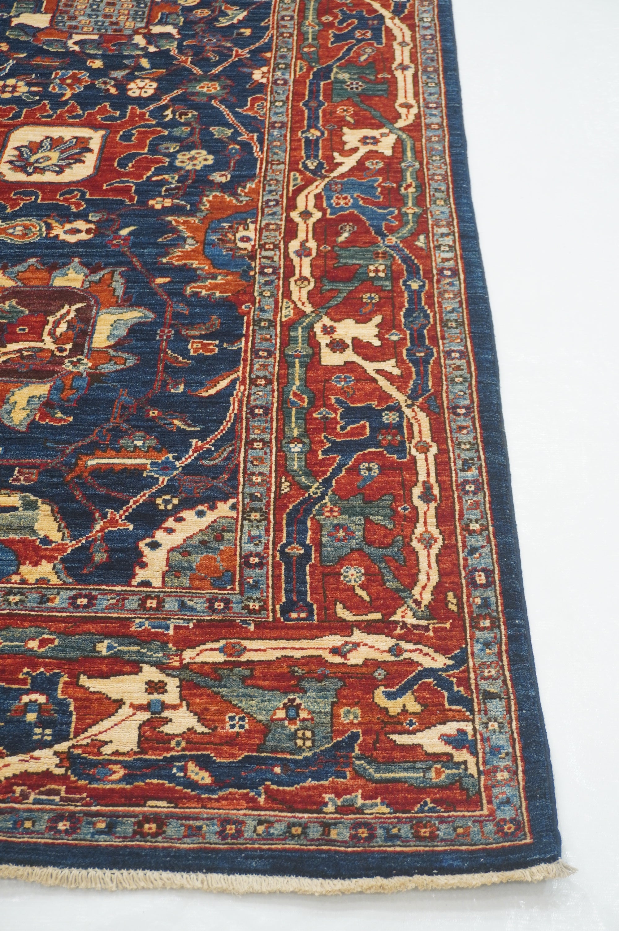 6x12 Navy Blue Bidjar Afghan Hand Knotted Extra Wide Runner Rug - Yildiz Rugs