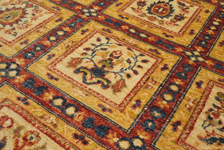 6x8 Red Beige Vintage Bakhtiar Afghan Hand knotted Rug - Yildiz Rugs