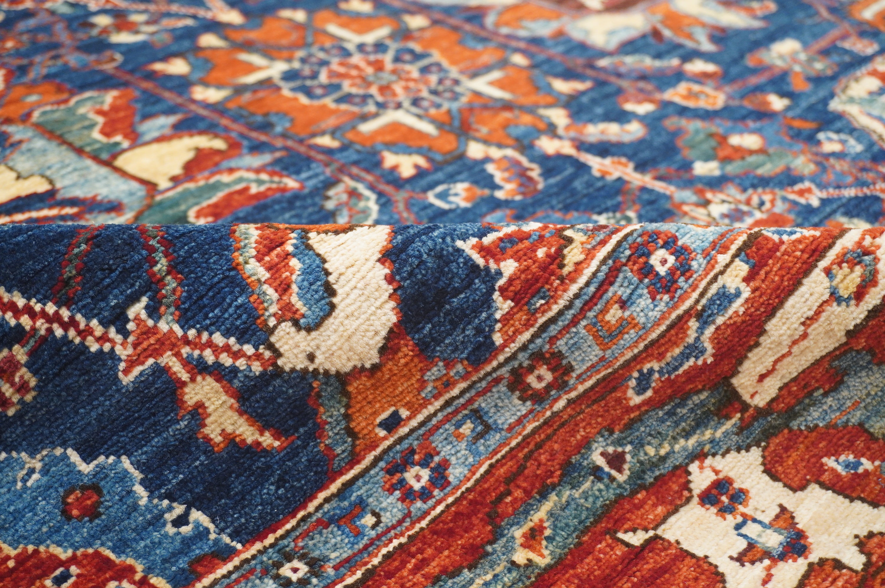 6x12 Navy Blue Bidjar Afghan Hand Knotted Extra Wide Runner Rug - Yildiz Rugs