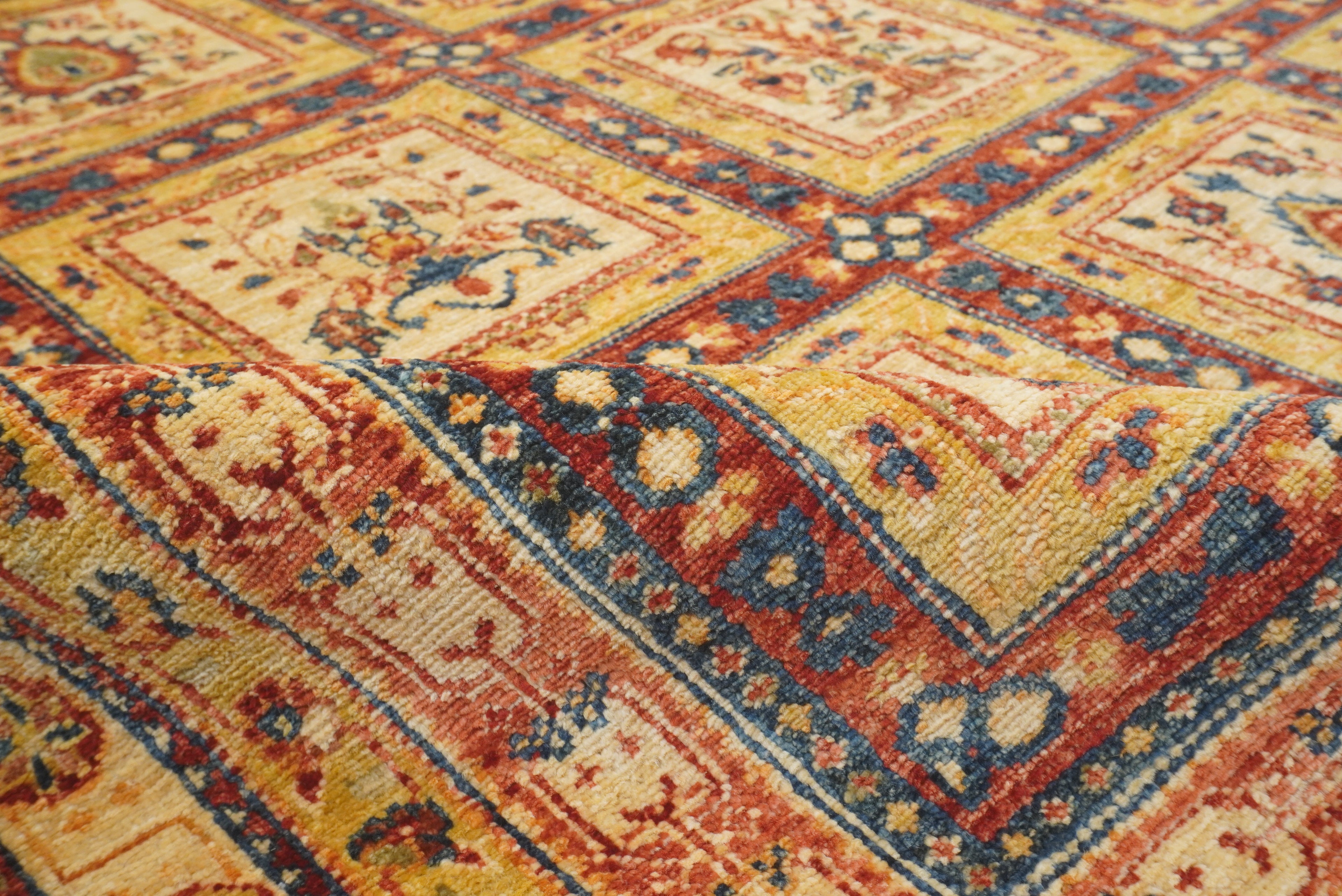 6x8 Red Beige Vintage Bakhtiar Afghan Hand knotted Rug - Yildiz Rugs