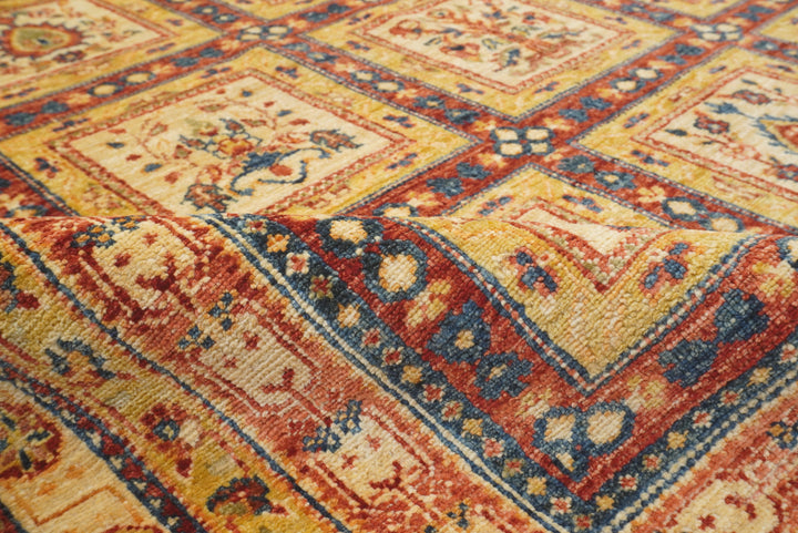 6x8 Red Beige Vintage Bakhtiar Afghan Hand knotted Rug - Yildiz Rugs
