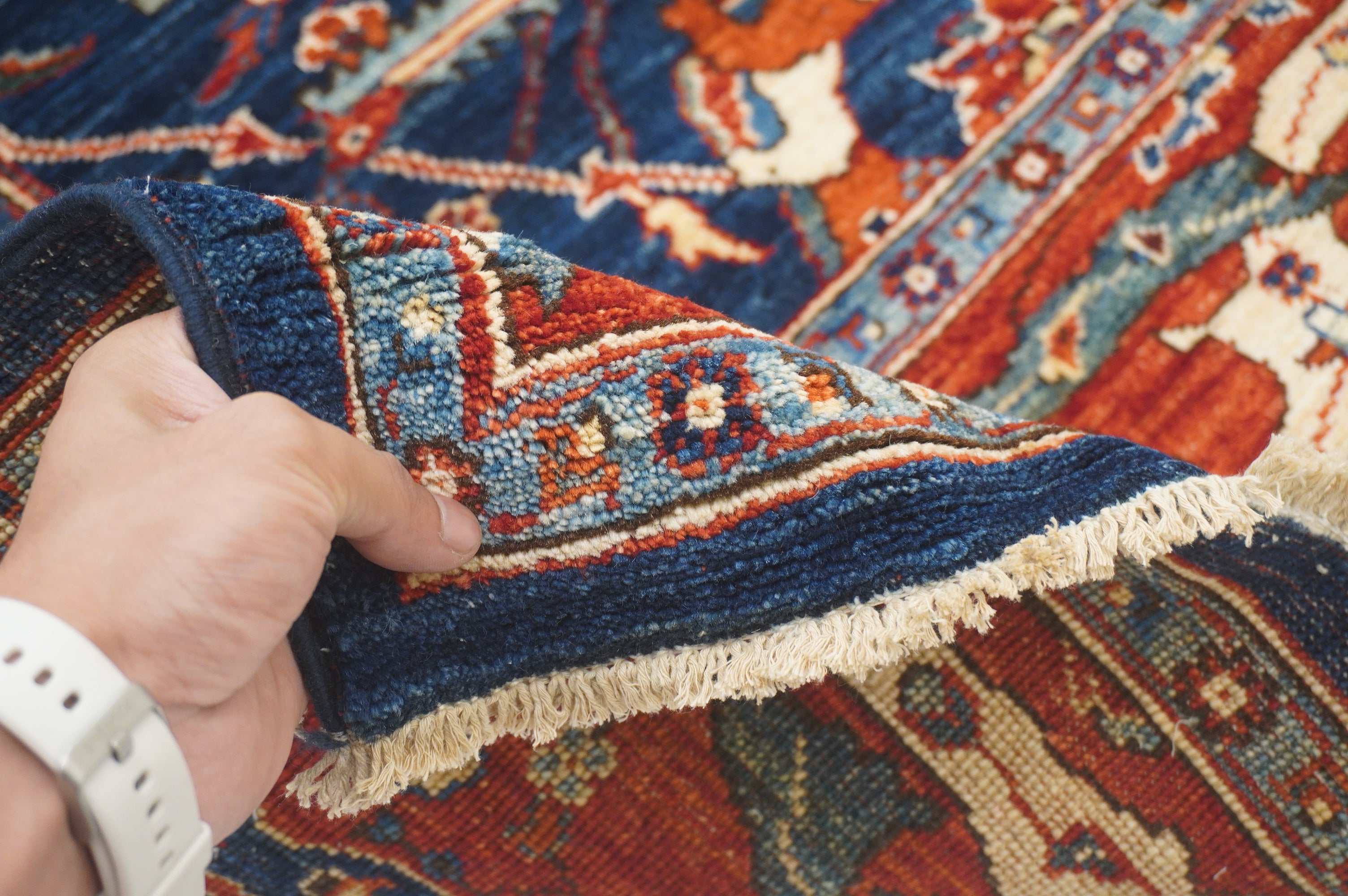 6x12 Navy Blue Bidjar Afghan Hand Knotted Extra Wide Runner Rug - Yildiz Rugs