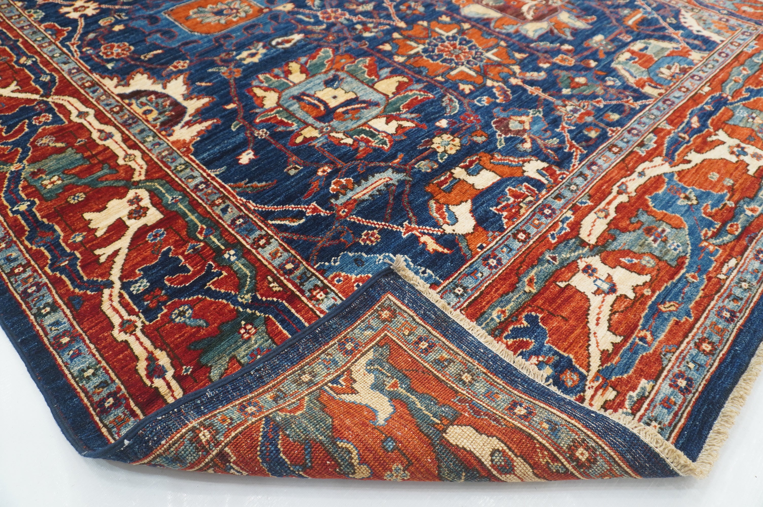 6x12 Navy Blue Bidjar Afghan Hand Knotted Extra Wide Runner Rug - Yildiz Rugs