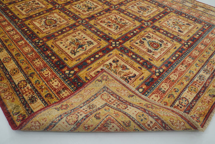 6x8 Red Beige Vintage Bakhtiar Afghan Hand knotted Rug - Yildiz Rugs