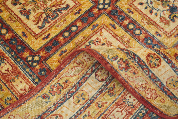 6x8 Red Beige Vintage Bakhtiar Afghan Hand knotted Rug - Yildiz Rugs