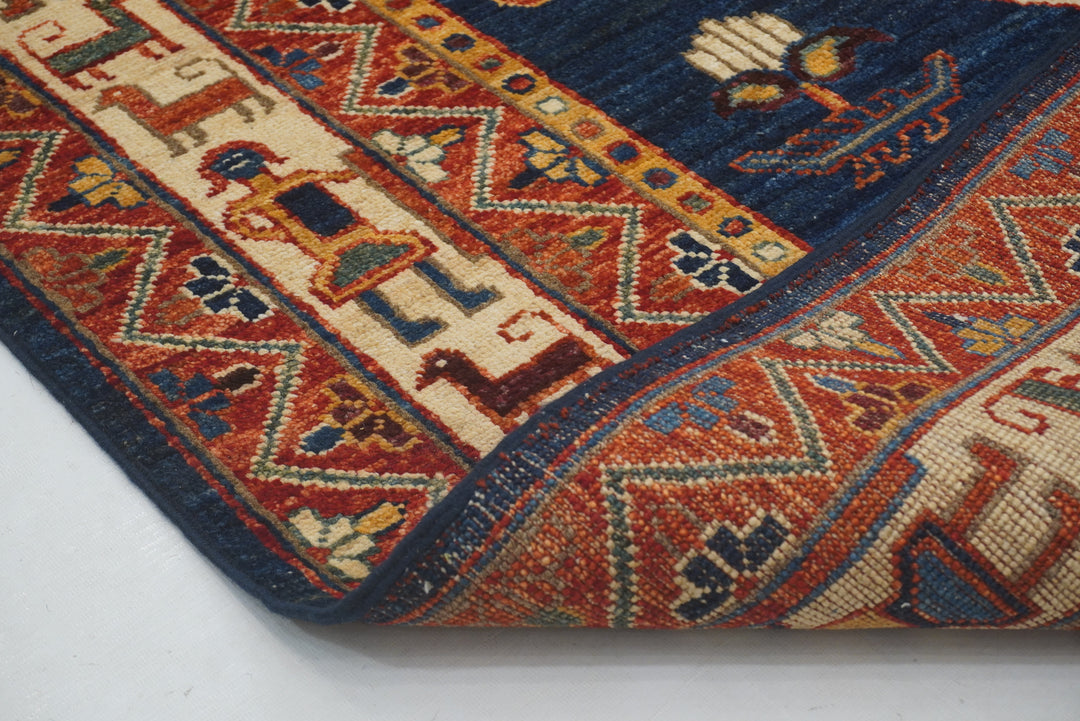 6x10 Red Navy Blue Gabbeh Afghan Nomad Qashqai Hand knotted Rug