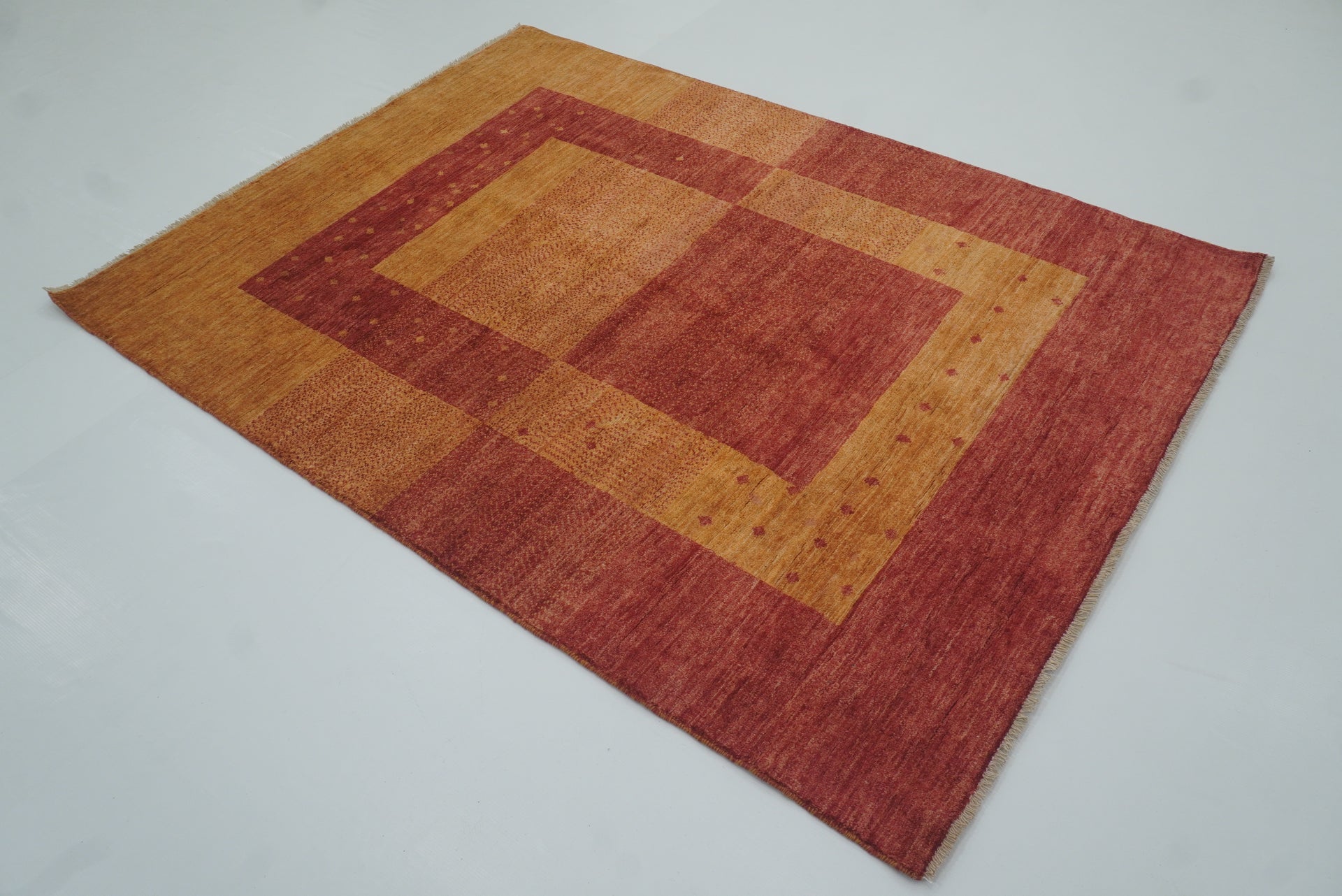 4'9"x6'3" Gabbeh Red Hand Knotted Afghan Modern Rug