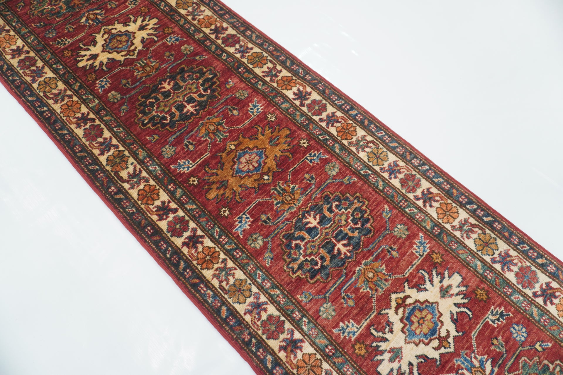 6 ft Red Kazak Afghan Hand knotted Runner Rug