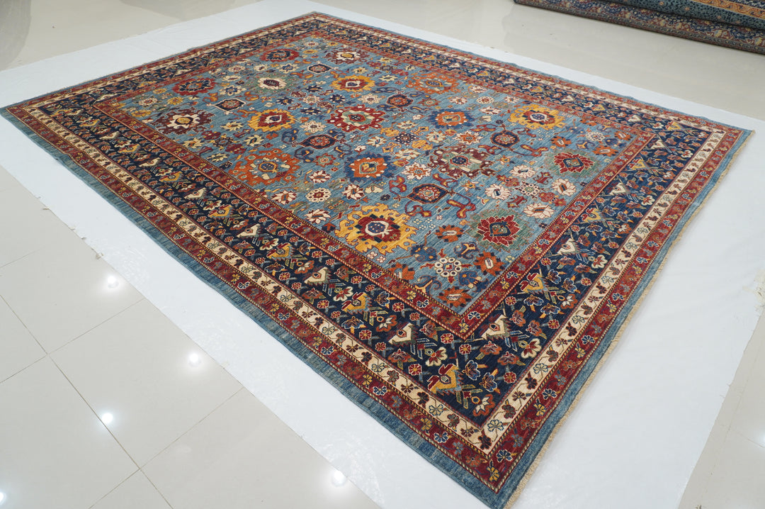 9x12 Blue Bidjar Afghan Hand knotted Wool Oriental Rug - Yildiz Rugs